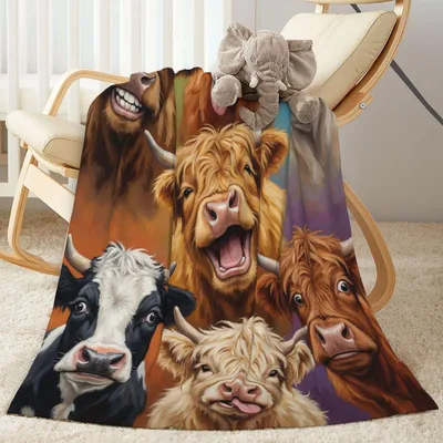 Funny Highland Cow Blanket: Laughs and Fluffy Faces