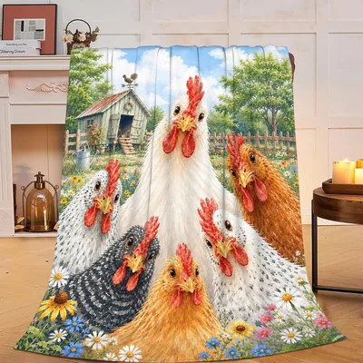 Chicken Farm Animal Blanket: A Flock of Realistic Poultry Art