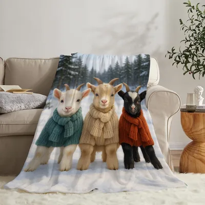 Baby Goats Winter Blanket: Cozy Kids in Scarves