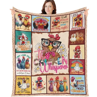 Funny Chickens Collage Blanket featuring The Chicken Whisperer