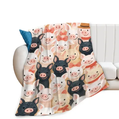 Cute Pigs Pattern Blanket: A Cheerful Farm Animal Design for Cozy Days
