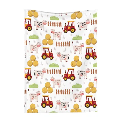 Farm Animals Tractor Blanket featuring cute cows