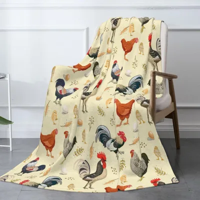 Chicken Pattern Farm Blanket featuring roosters hens