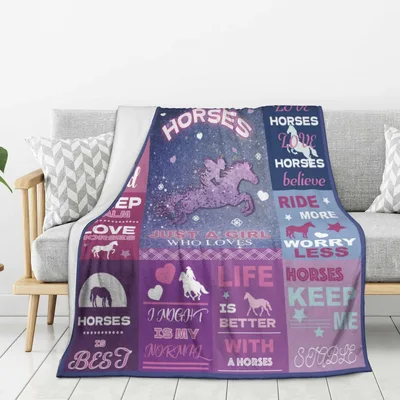 Horse Quotes Patchwork Blanket featuring equestrian slogans