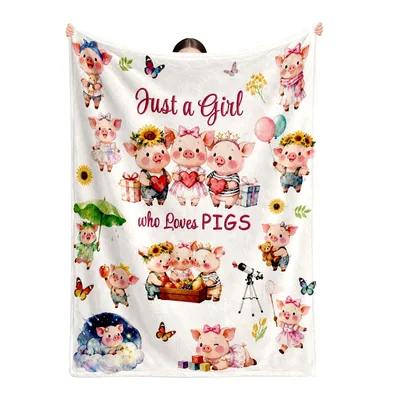 Piggy Party Picnic Cuddles Blanket: Just a Girl Who Loves Pigs Design