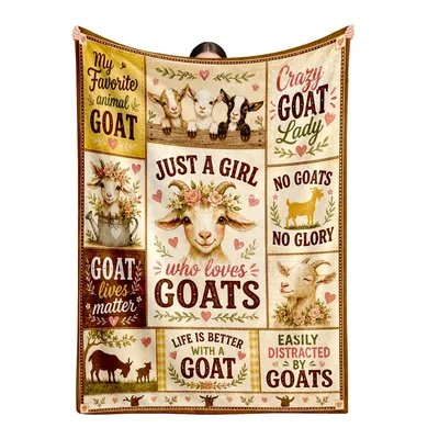 Goat Lover Patchwork Farm Blanket: Just a Girl Who Loves Goats Design