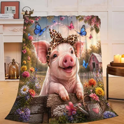 Pig Farm Animal Blanket featuring a stylish piglet