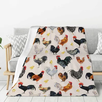 Rooster Chicken Pattern Blanket: A Flock of Colorful Birds