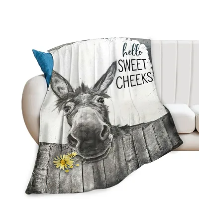Donkey Farm Animal Humor Blanket: Hello Sweet Cheeks Design