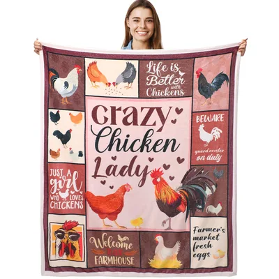 Chicken Lover Farmhouse Blanket: Crazy Chicken Lady Design