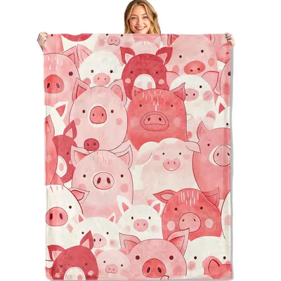 Pig Faces Pattern Blanket: A Cute Pile of Pink and Red Swine