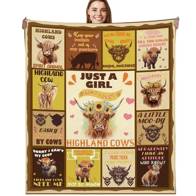 Highland Cow Funny Quotes Blanket for Farm Lovers