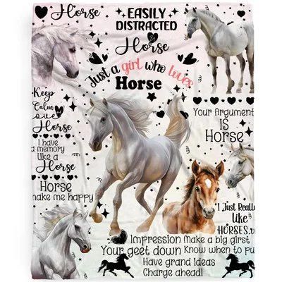 Easily Distracted Horse Lover Blanket: A Girl Who Loves Horses