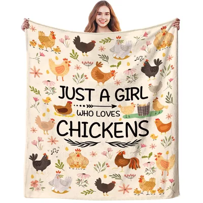 Cream Chicken Garden Flowers Blanket