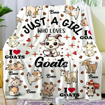 Cute Goats Pattern Blanket: Just a Girl Who Loves Goats Design