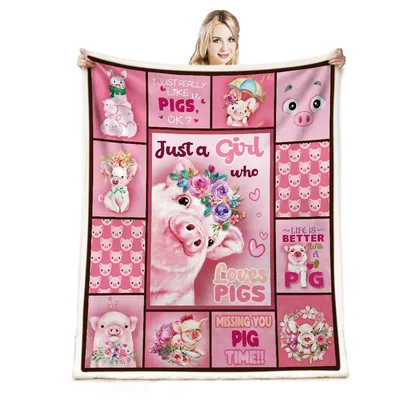 Pink Pig Collage Love Blanket: Just a Girl Who Loves Pigs Design