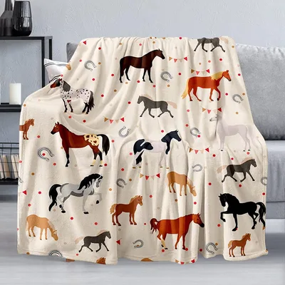 Horses Galloping Across Cream Blanket Celebrates Equine Art