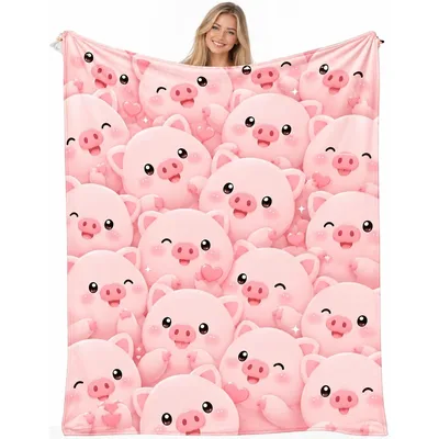 Cute Pink Piggies Pattern Blanket for Farm Animal Lovers
