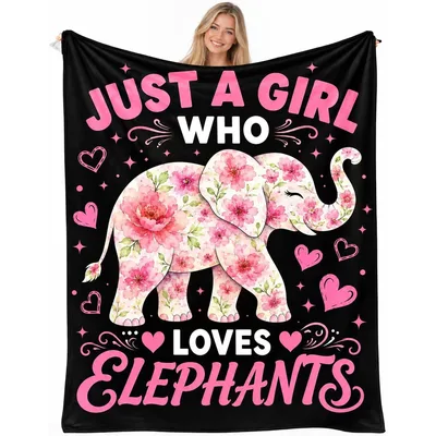 Floral Elephant Elephant Lover Blanket