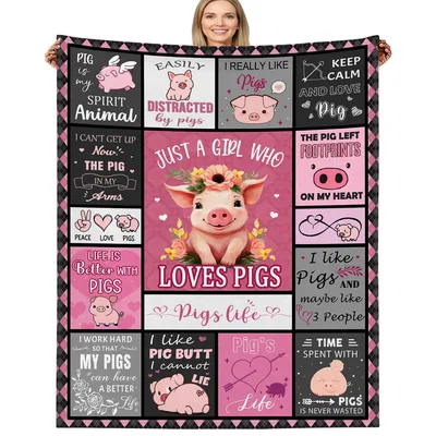 Pink Pig Patchwork Pals Blanket for Animal Lovers