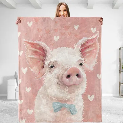 Cute Pig with Bow Blanket: A Sweet Farm Animal Design