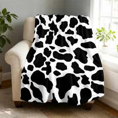 Cow Spot Cuddle Black Blanket for Farm Lovers and Pattern Enthusiasts