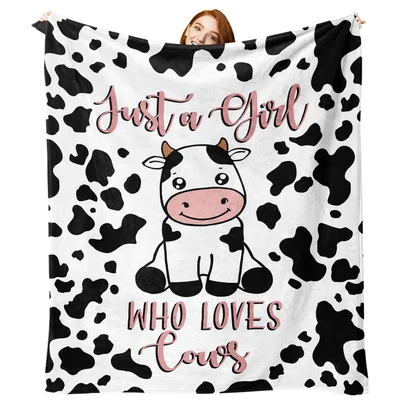 Cow Print Cute Cow Blanket: Just a Girl Who Loves Cows Design