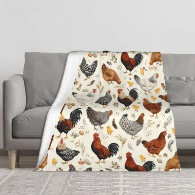 Hens Roosters and Chicks Blanket