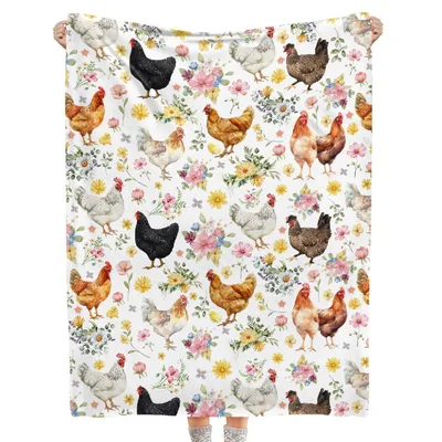 Chickens and Flowers Pattern Blanket: A Watercolor Flock