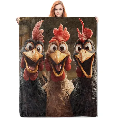 Three Cheerful Chickens Blanket