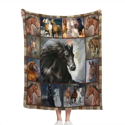 Horse Lover Collage Blanket: A Patchwork of Equine Portraits