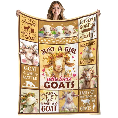 Goat Lover's Golden Mosaic Blanket: Just a Girl Who Loves Goats Design