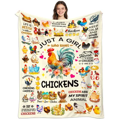 Chickens Farm Animals Blanket: Just a Girl Who Loves Chickens Design