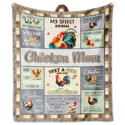 Chicken Lover Farm Collage Blanket featuring Chicken Mom text