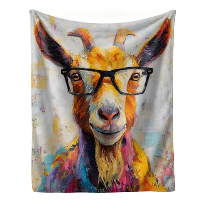 Goat Painting Art Blanket: Smart Goats in Pop Art Style