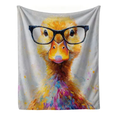 Painted Duck Glasses Blanket: Artistic Chick with Black Frames
