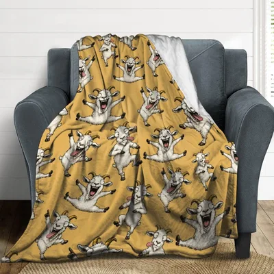 Funny Goats Pattern Blanket for Farm Animal Lovers