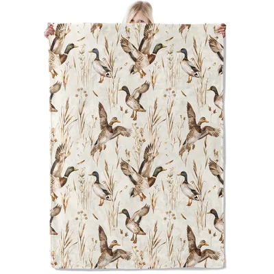 Mallard Ducks in Wild Grasses Blanket for Nature Lovers