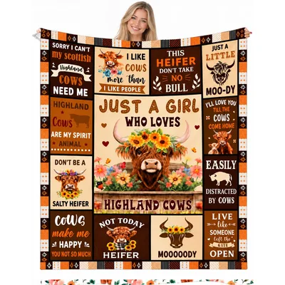 Highland Cow Humor Blanket: Just a Girl Who Loves Cows
