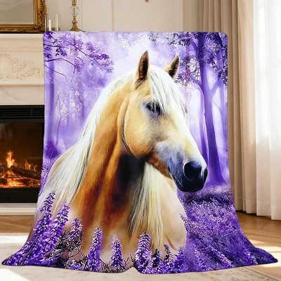 Horse Purple Forest Blanket featuring a palomino horse
