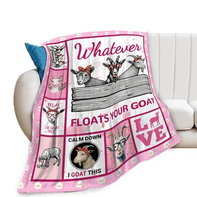 Goat Pink Farm Animal Blanket: Whatever Floats Your Goat Design