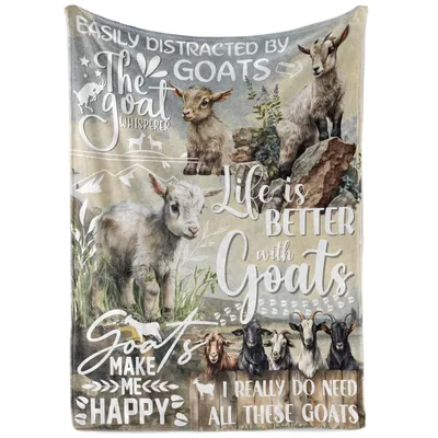 Easily Distracted by Goats Blanket: A Watercolor Farm Animal Design