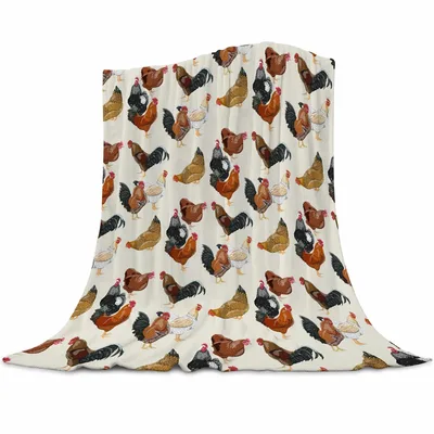 Chicken Farm Animal Print Blanket: Rooster Pattern Throw