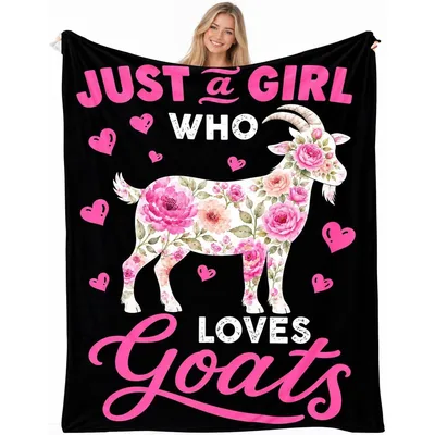 Floral Goat Lover Pink Blanket: Just a Girl Who Loves Goats Design