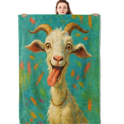 Funny Goat Painting Blanket: Goofy Artistic Farm Animal Design