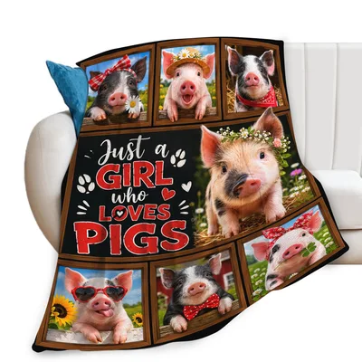 Pig Lover Photo Collage Blanket featuring cute pig photos