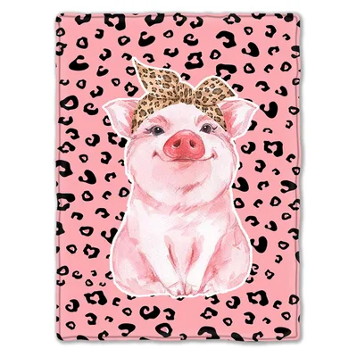 Pig Leopard Print Blanket featuring a cute pig