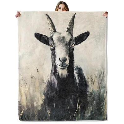 Goat Farm Animal Portrait Blanket: Rustic Art for Country Living