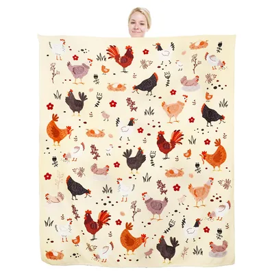 Chickens and Roosters Pattern Blanket: Farmyard Flock Design
