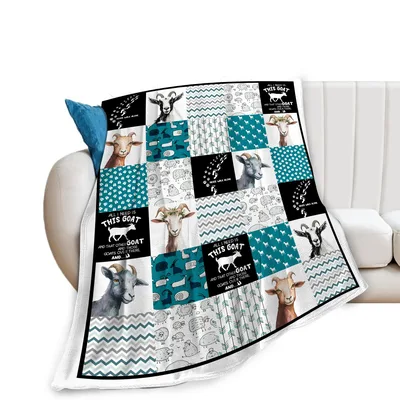 Goat Patchwork Pattern Blanket: Quilt-Style Goat Design